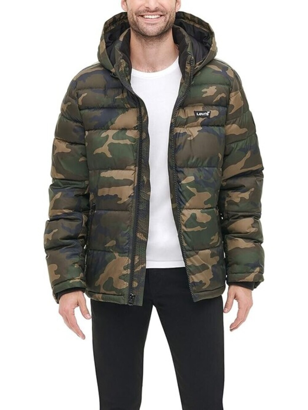 Levi's Arctic Quilted Camo Hooded Winter Puffer Jacket Parka Mid Ski Men XXL 2XL